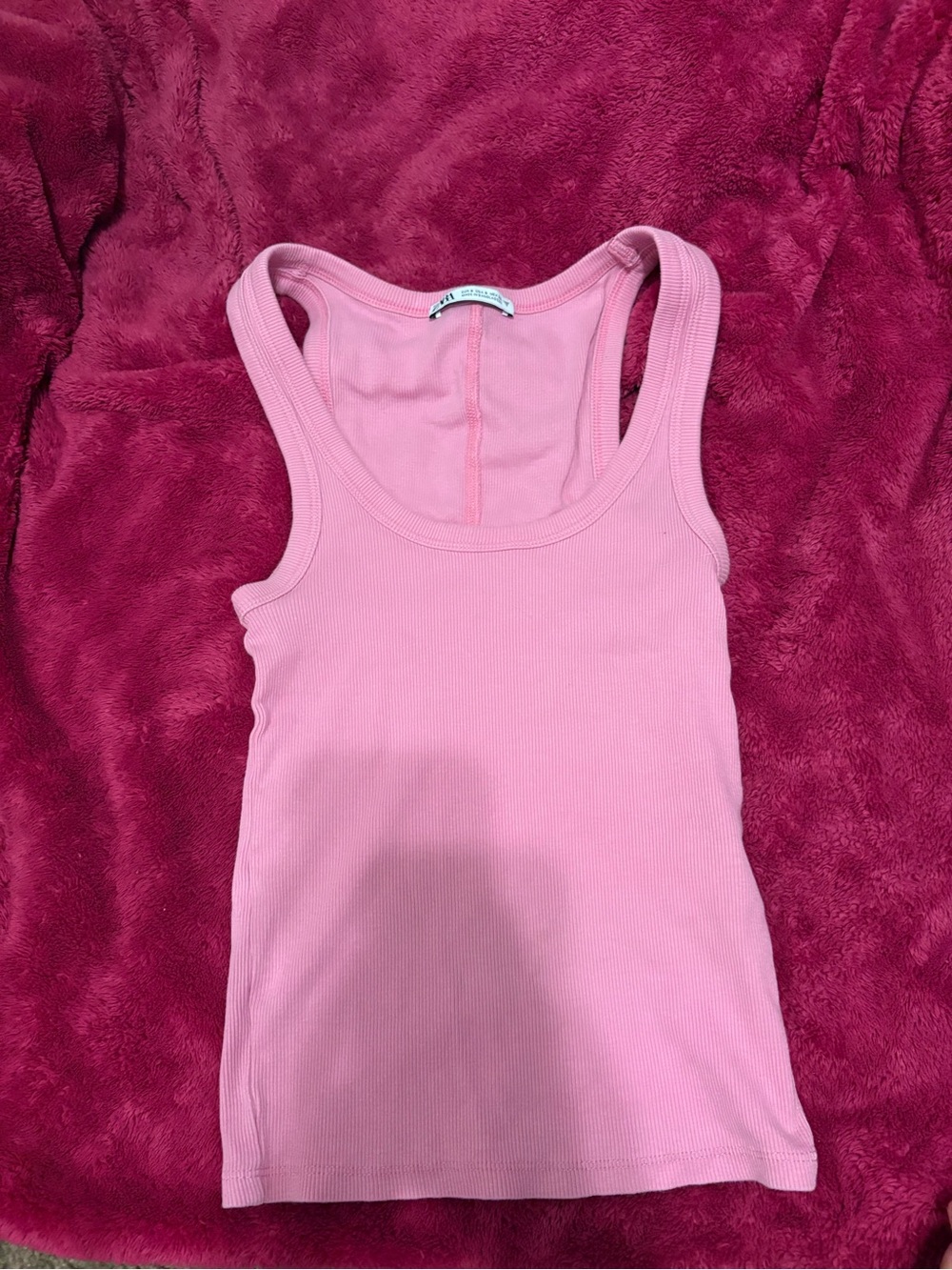 Zara Light Pink Ribbed Tank Top